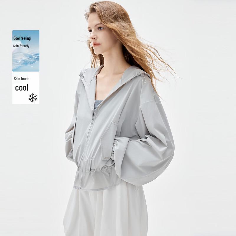 ELLE Women s UPF50+ Hooded Sun Protection Short Jacket M