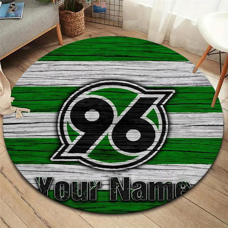 Hannover 96 Custom Name Round Area Rug,Carpet Rug for Living Room Bedroom Sofa Playroom Decor,Non-slip Floor Mat