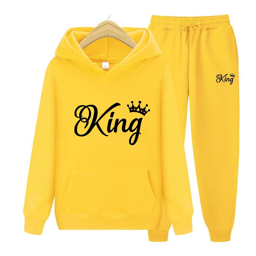 Träningsoveraller för män Set Vår Höst King Print Sweatshirt Långärmad Luvtröja Joggingbyxa Sweatshirt Streetwear Sportoverall