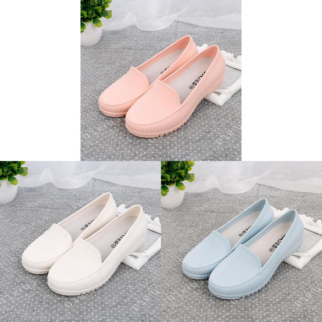Nurse Women Slipon Flat Shoes With Pvc Waterproof Nonslip For Hospital Work