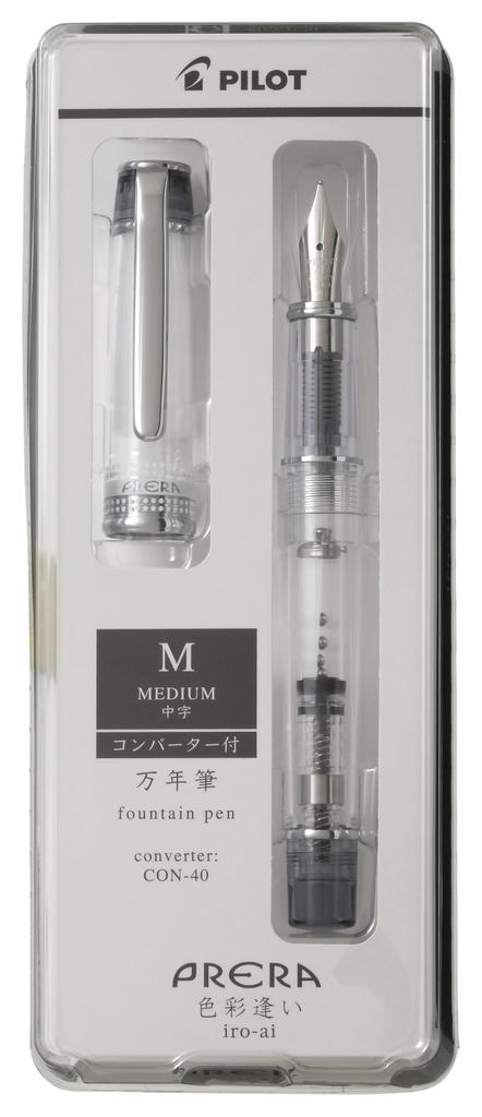 PILOT Fountain Pen PRERA Shikisaiai M Medium Nib Transparent Black PFPR1TBM