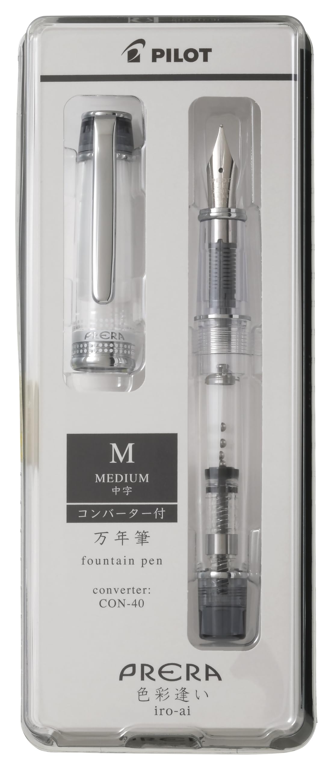 

PILOT Fountain Pen PRERA Shikisaiai M Medium Nib Transparent Black PFPR1TBM