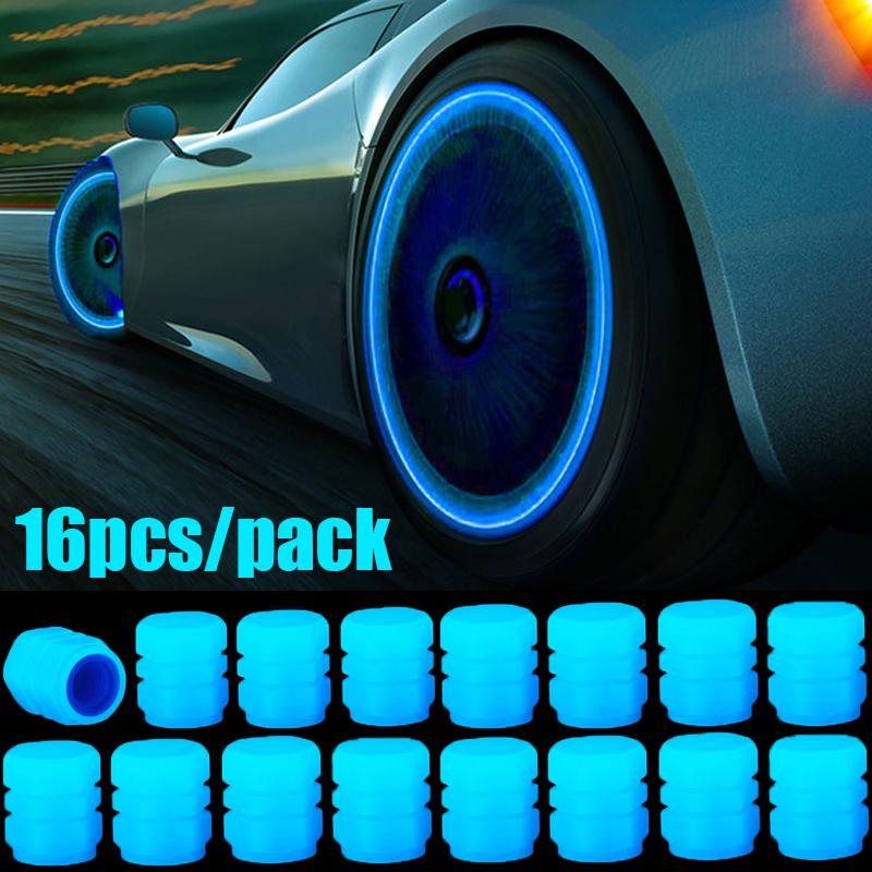 Lysende Ventilkapsler Fluorescerende Grønn Blå Natlysende Bil Motorsykkel Sykkel Hjulstyling Dekknav Universell Kapsel Dekor