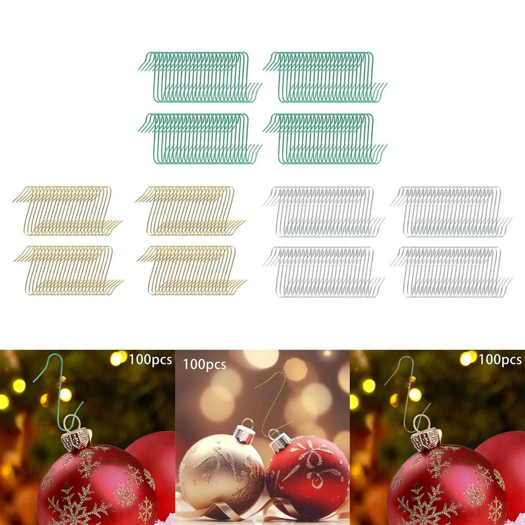 100x Christmas Tree Hooks Wreaths Holder Versatile Metal Christmas Tree Hangers for Xmas Office Valentine's Day Wedding Home