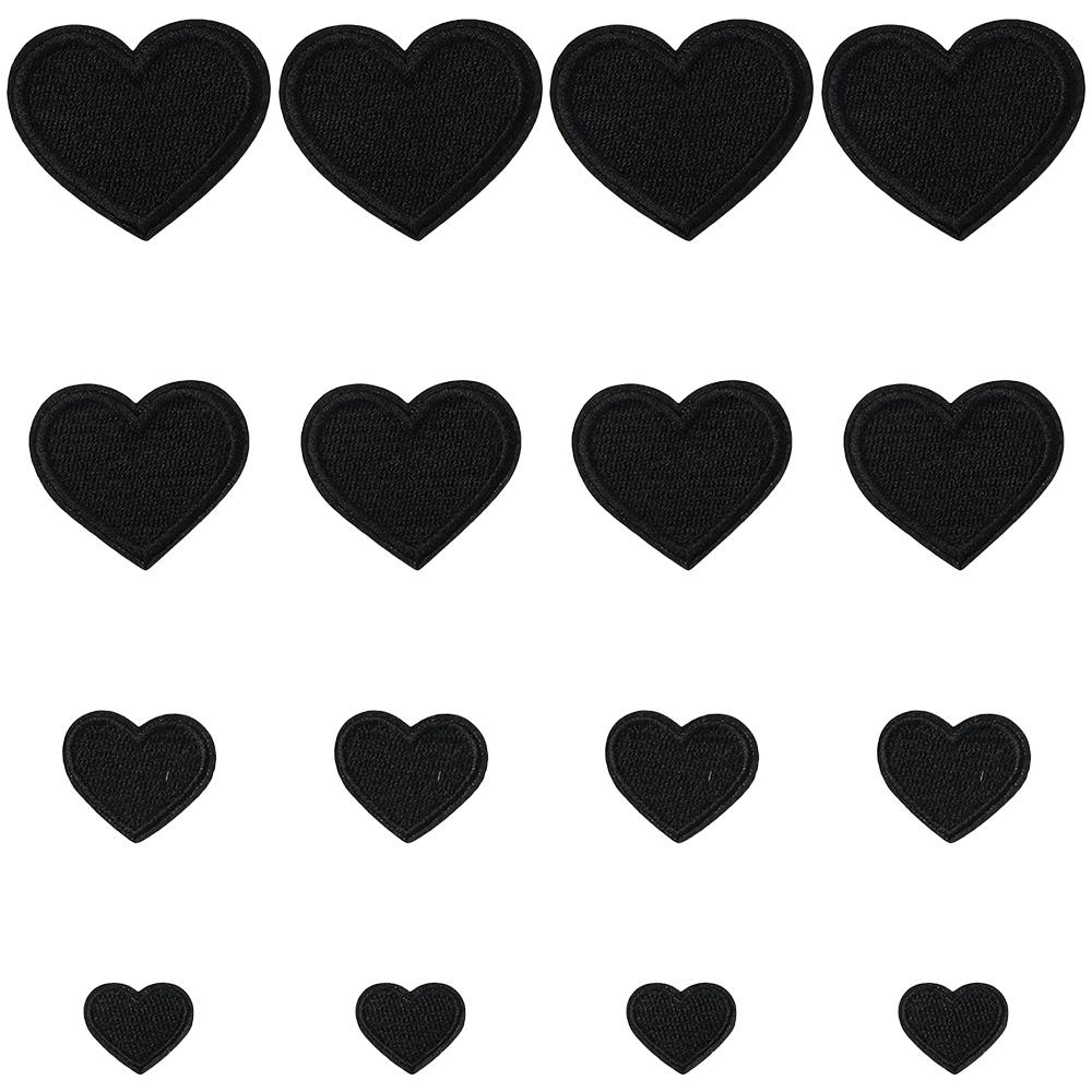

40 PCS Heart Shape heart patches Red Mini Heart iron on heart patches for clothing 4 Sizes Black applique decoration Jackets чёрный