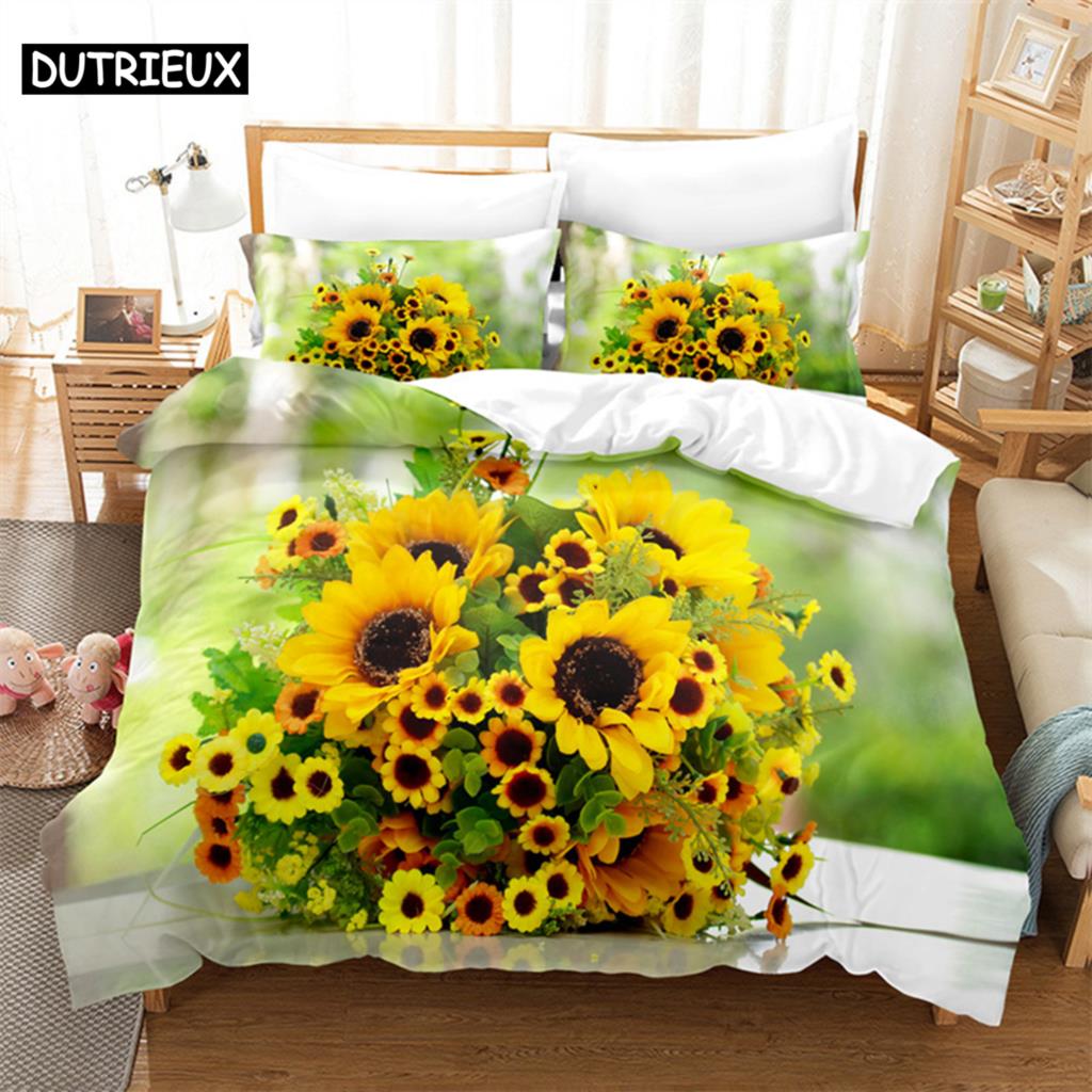 Sunflower Queen Bedding Set Duvet Cover Set Kids Bedding Digital Printing Bed Linen King Size Duvet Cover Set Bedding Set