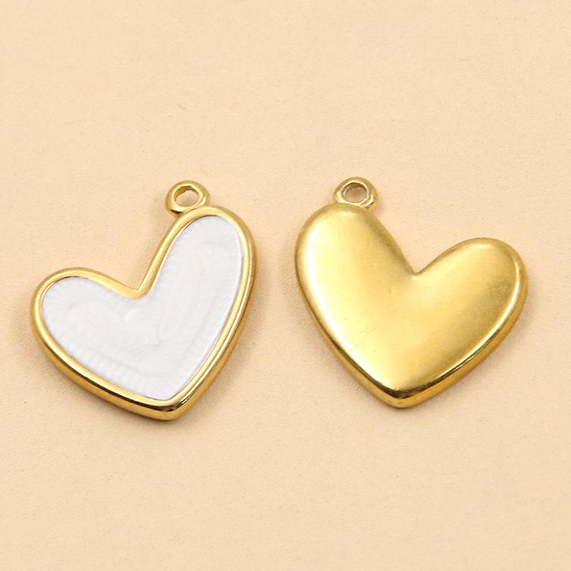 3 Styles DIY Heart Crown Enamel Charms: Stainless Steel Drip Oil Gold Pendants