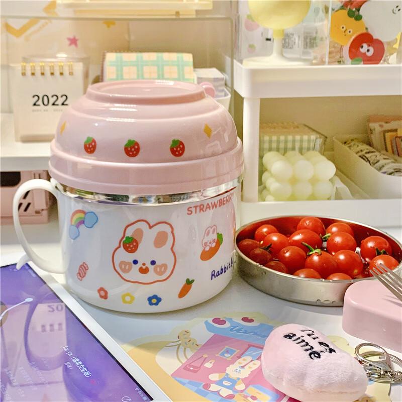 

Abay Cute Girl s Insulated Instant Noodle Bowl Set with Lid