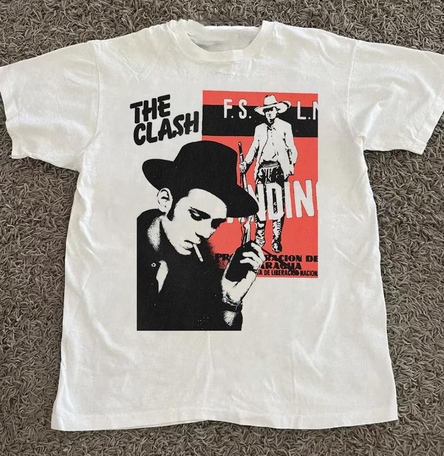 Men s and Women s T-shirts The Clash Band Poster Concert Unisex White  Size S To 5XL XL