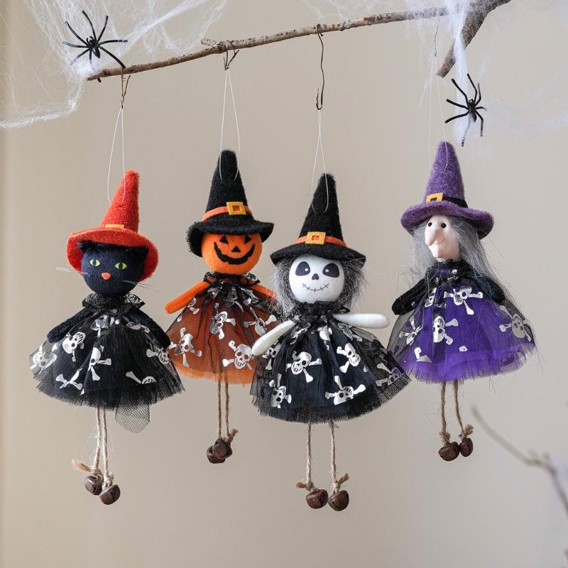 Halloweens Cloth Hanging Decoration Scary Eerie Witch Cats Pumpkin Phantoms Ornament For Party Home Garden Decoration