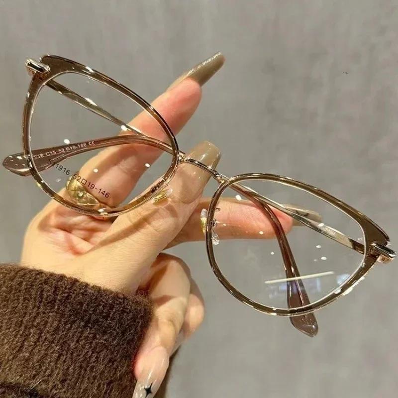 Unisex Anti Blue Light Cat Eye Glasses Vintage Full Frame Myopia Eyewear for Women Men Eye Protection Fashion