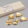 Hakuichi Japanese Washi Paper Wrapped Lucky Charm Chopstick Rests - Daruma, Fan, Gourd, Wave & Chirping Birds, Sea Bream - Set of 5 In Wooden Box -