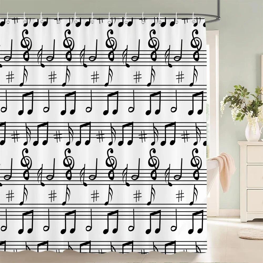 Butterfly Music style Shower Curtain Fantasy Art Musical Note Waterproof Fabric Bathroom Curtain Room Decor Curtains With Hooks