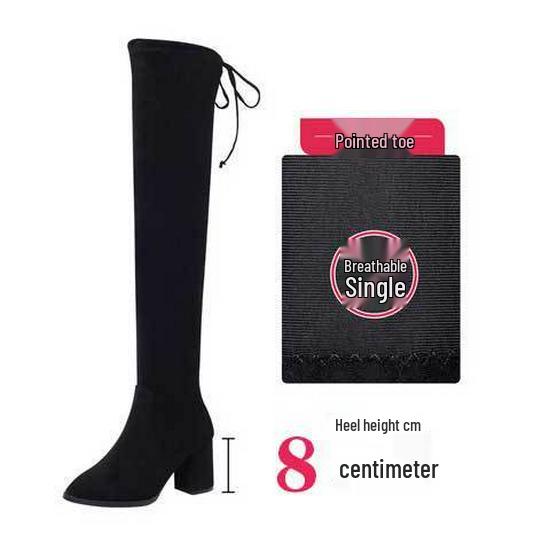 Iarna 2025 Cizme Dama Peste Genunchi cu Toc Gros Elastic