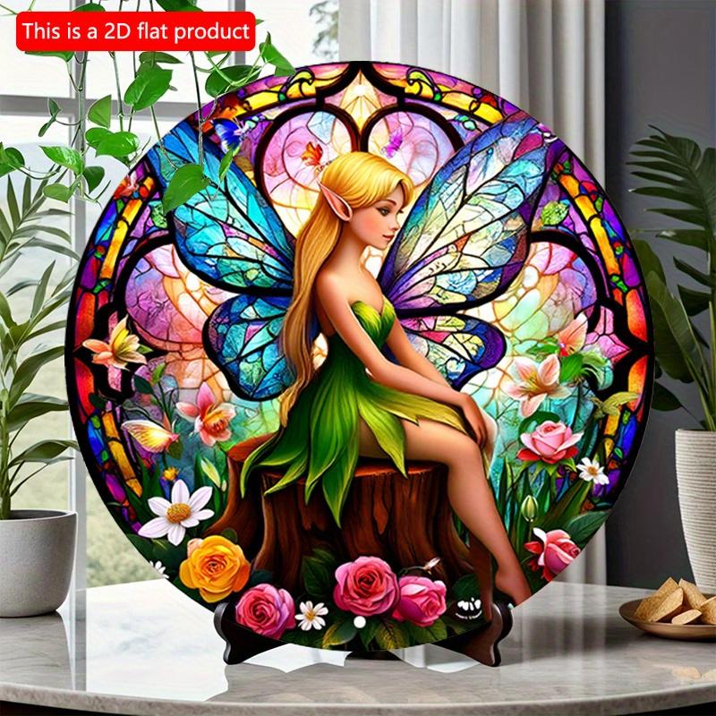 2D flat 20*20cm1pc Enchanting Elf Fairy with Colorful butterfly wings Design Wall Decor, Spring Fairy Theme Art plaque, Perfect for Home&Office,