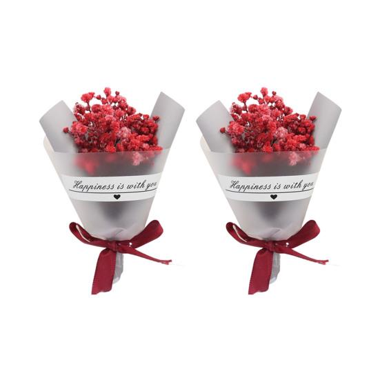 

2 шт. Міні-букет із сухоцвітів Штучна троянда Натуральна гіпсофіла Квітковий букет для фото реквізиту DIY ремесло Декор для дому весільної вечірки I