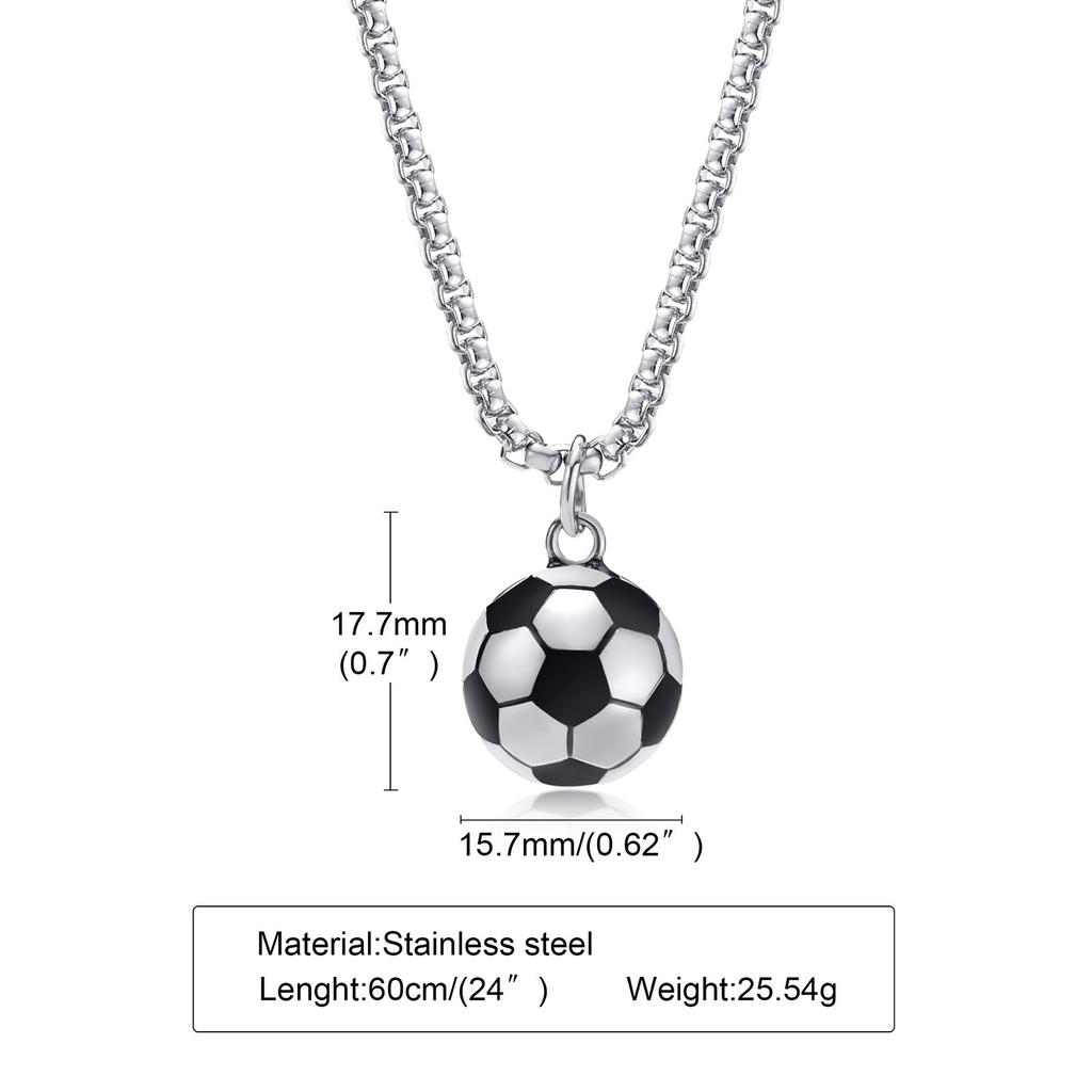 Stainless Steel 3D Football Necklaces for Mens Boys,Solid Ball Stainless Steel Pendant Necklaces,World Cup Football Fan Gifts