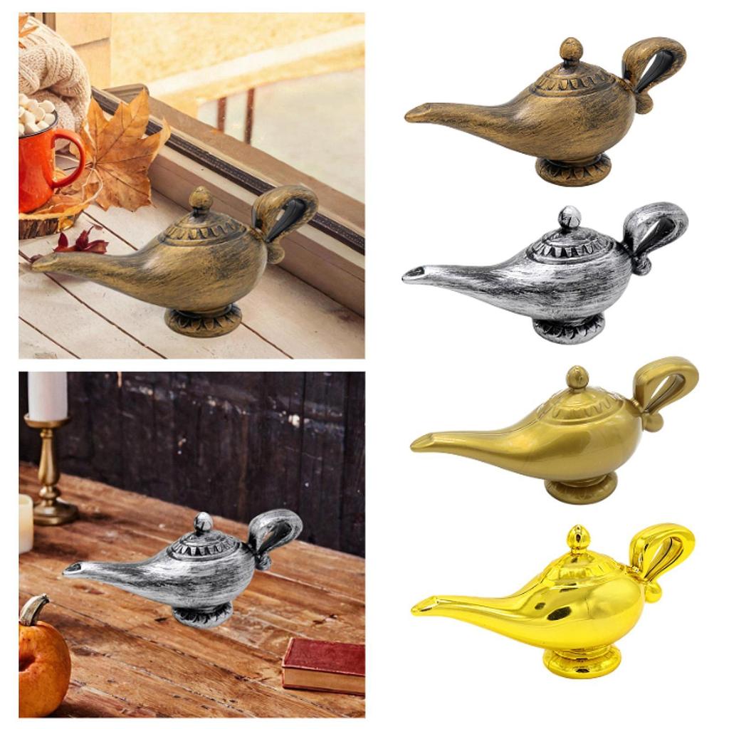 Genie Lamp Ornament Genie Light Toy, Gift Collection Home Decoration Desktop Decor Photo Props for Halloween Bedroom Party