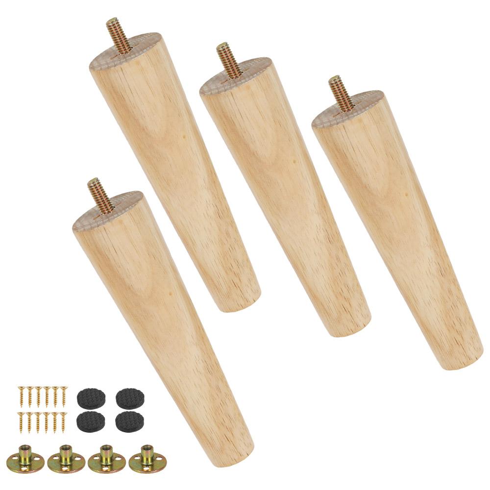 4Pcs Solid Wood Furniture Leg Kit 8/15/20cm Height Furniture Feet Oblique/Straight Table Feet Non-slip Furniture Floor Protector