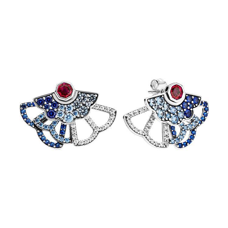 Pandora Limited Edition Fan Earrings Women earrings Blue Pink 298195SRUMX Blue/Pink