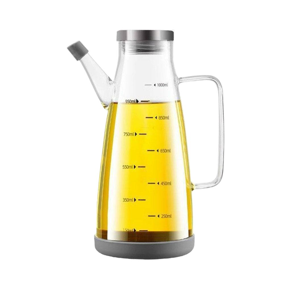 550/750/1000ml Große High-Borosilikatglas-Ölflasche für Speiseöl und Essig Spender Karaffe mit rutschfester Silikonbasis