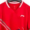Li-Ning Quick-Dry Comfortable Casual Breathable Sports Training V-Neck Pullover Short Sleeve Badminton Shirt Men Tops Red AAYV051-5