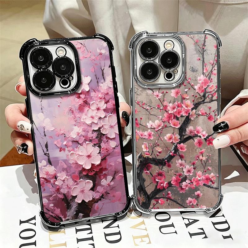 Kirschblüte Sakura Mode Beschichtung Handyhülle Für Iphone 16 17 Pro Max Air 16E 14 15 Plus 12 13 Mini Anti-Fall Airbag Hülle