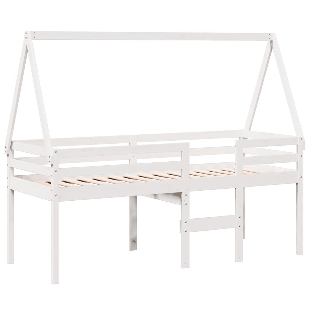 High Bed with Roof White 80 x 200 cm Solid Pine Wood