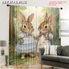 Victorian Rabbit Sisters Curtains Featuring Pair Young Bunnies Dresses Home Living Room Bedroom Kitchen Set Of 2 Made Polyester Sitting Decor