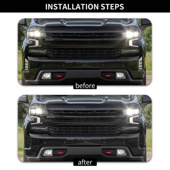 Black Front Bumper Fog Light Lamp Cover Trim For Chevy Silverado 1500 -