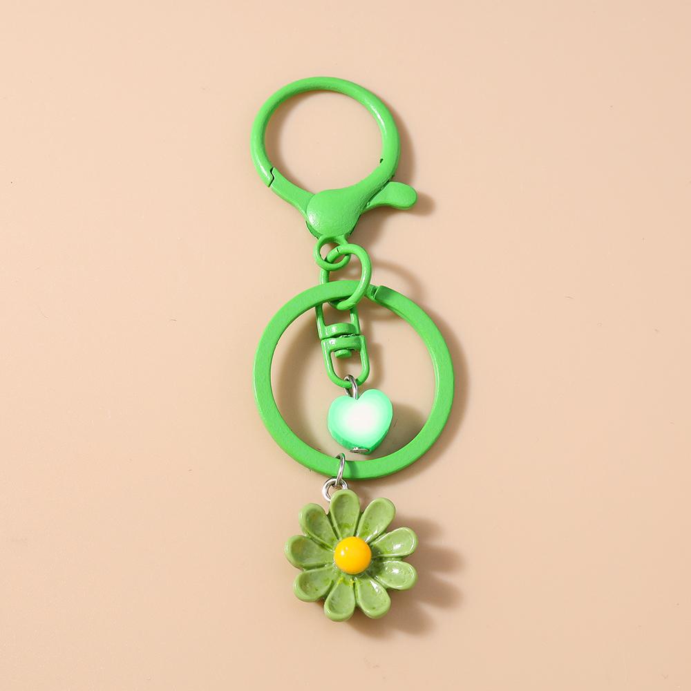 Cute Enamel Flower Keychain Women Girls Key Ring Pendants for Handbag Decor Handmade Key Chain Jewelry Gift