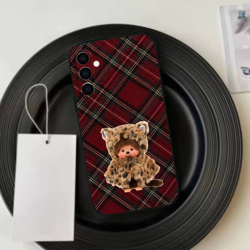 C-Cute Monchhichis Phone Case For Samsung Galaxy A73,A72,A71,A70,A53,A52,A51,Soft Silicone Black Cover