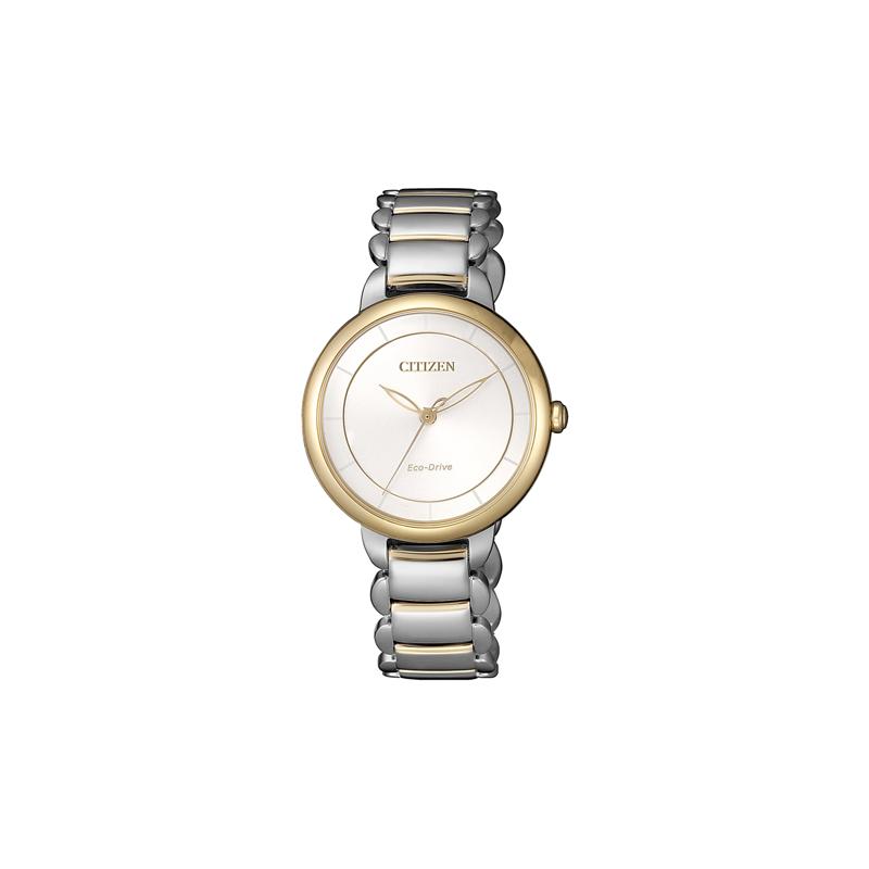 CITIZEN Eco-Drive Serie L Serie Elegante Göttin Modisches Stahlarmband für Damenuhr Lichtenergie Quarz Stahlarmband 31mm Damenuhr EM0674-81A blau