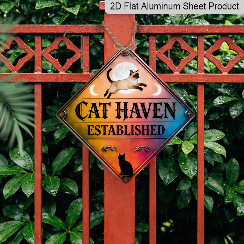 2D Flat, 1pc - Design Featuring A Cat Paradise Theme, This Metal Wall Decor Gift for A Friend Is A Vintage Sign Suitable for Decorating Living Rooms