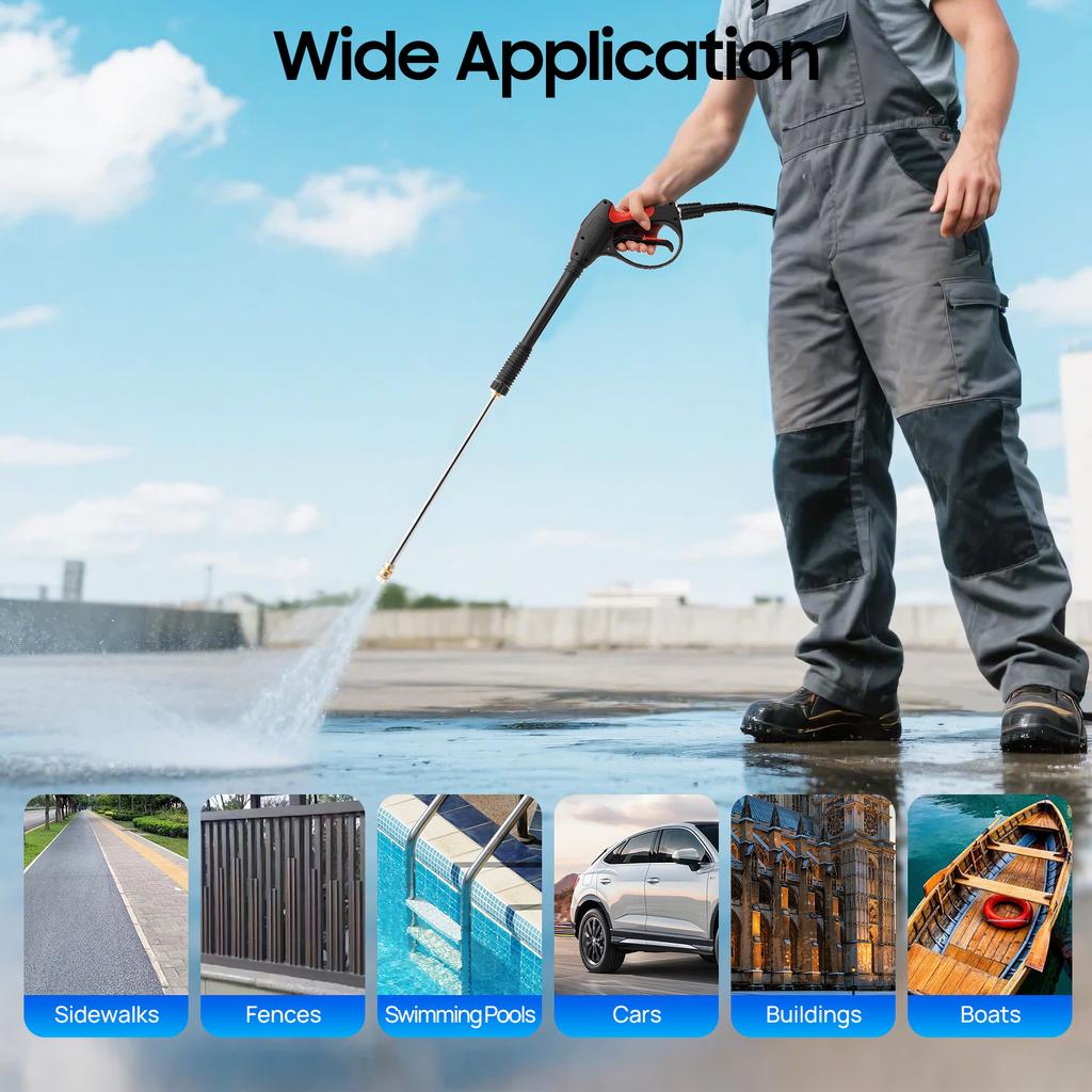 3000PSI Pressure Washer Gun with 5 Nozzles 26.25FT Hose High Power Cleaner for Car House Patio Driveway