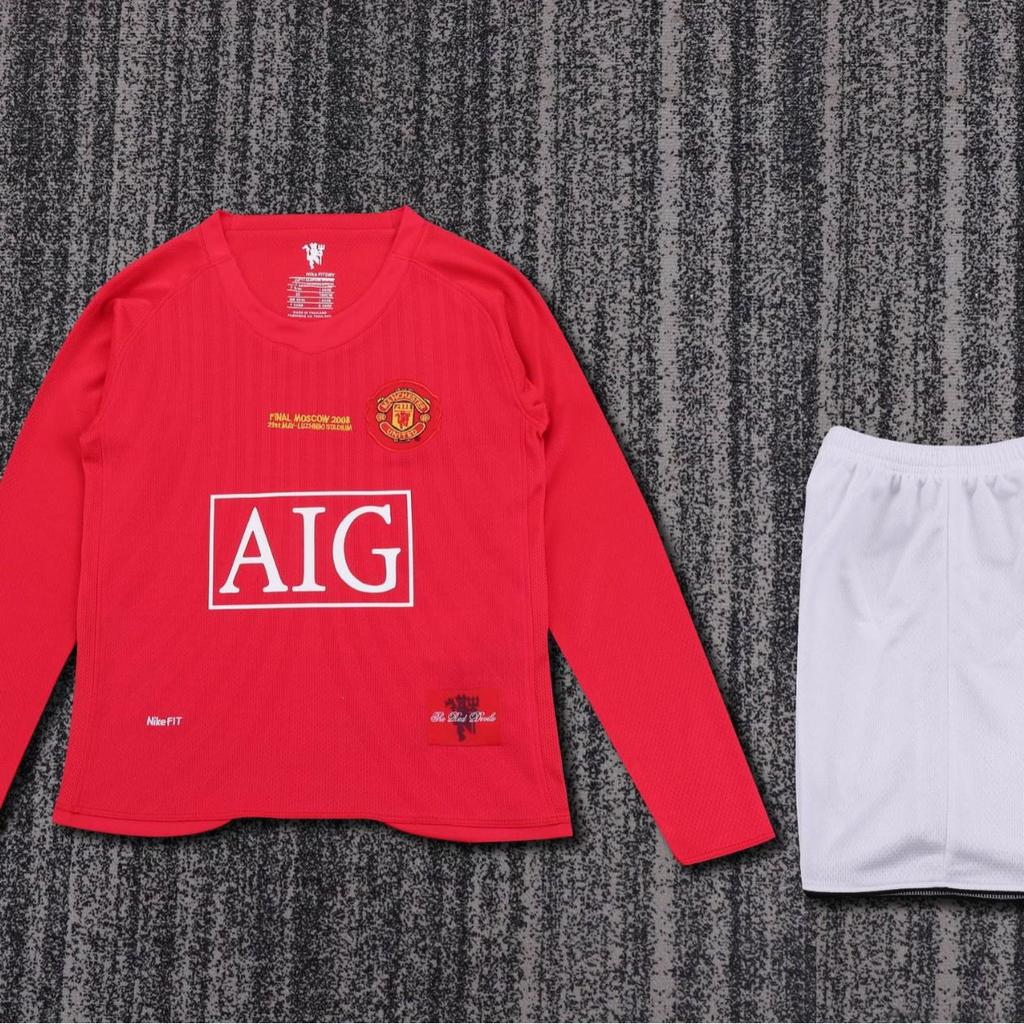 Kinder Vintage Langarm Fußballtrikot: Brasilien, Manchester United, Real Madrid & Barcelona Designs