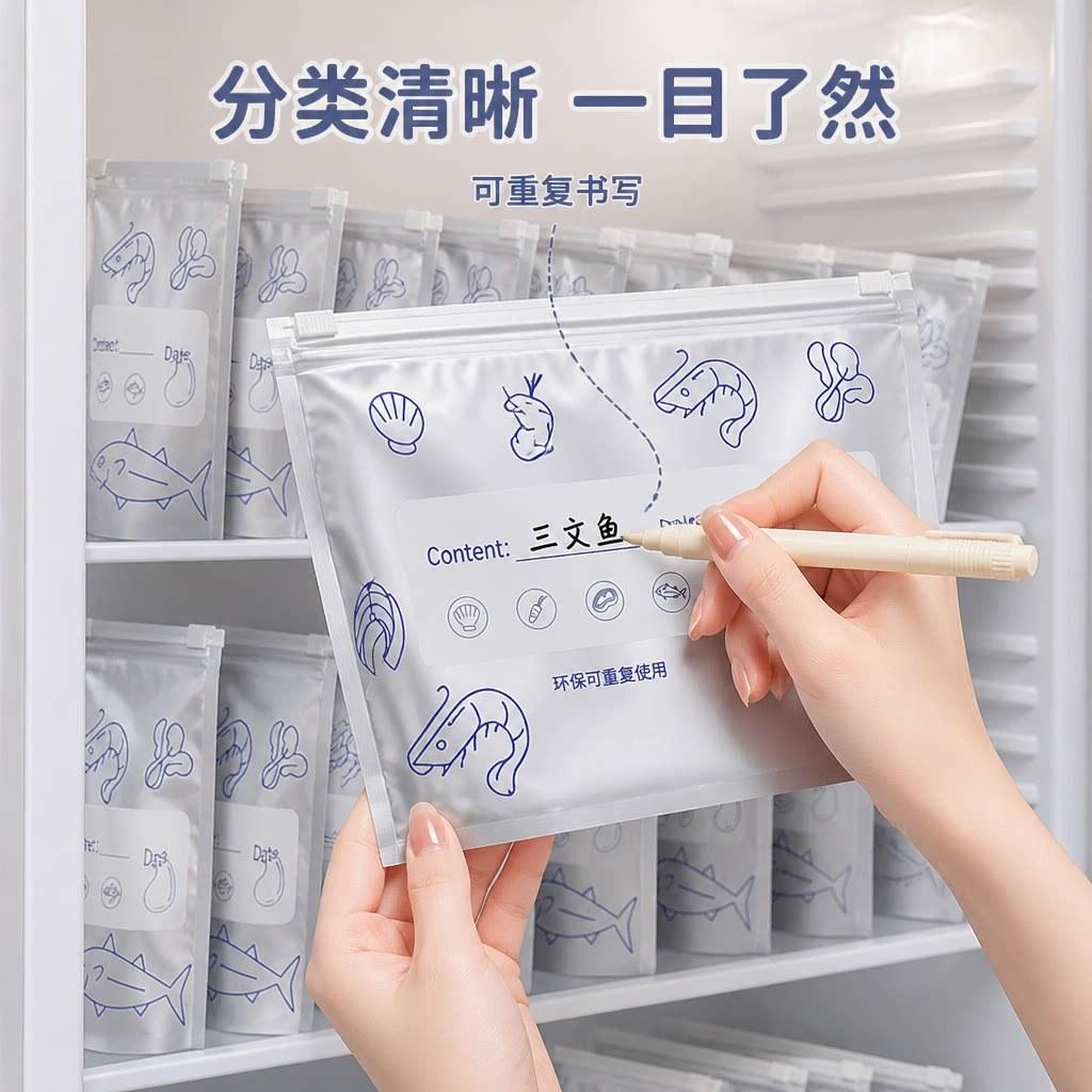 Aluminum Foil Sealed Bag Food Grade Household Zipper Fresh-keeping Bag Special Sub-packaging Bag for Refrigerator Freezing Frozen Meat