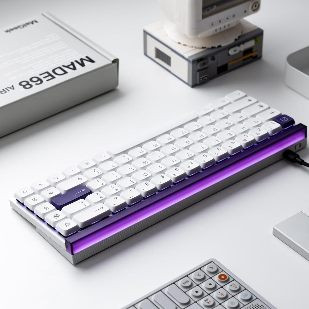 MelGeek MADE68 Air Wired US English Hall Effect Magnetic Low Profile Gaming Rapid Hot RGB Snap Tap Adjustable Online HIVE Customization Keyboard,