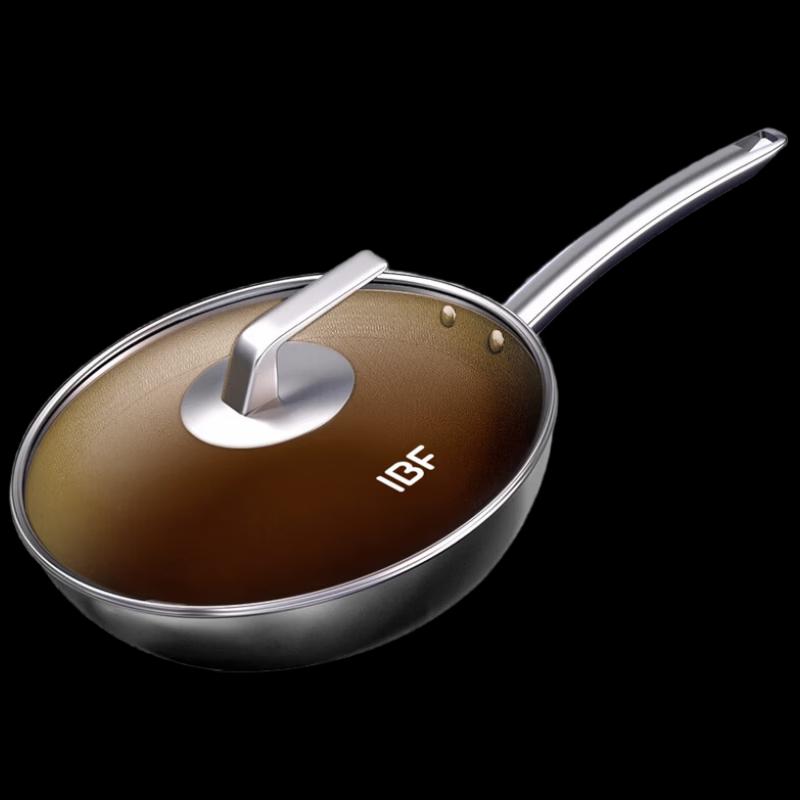 IBF 32cm Non-Stick Stainless Steel Titanium Wok