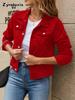 New Women's Fashion Denim Jacket Trendy Reverse Pocket Single Button