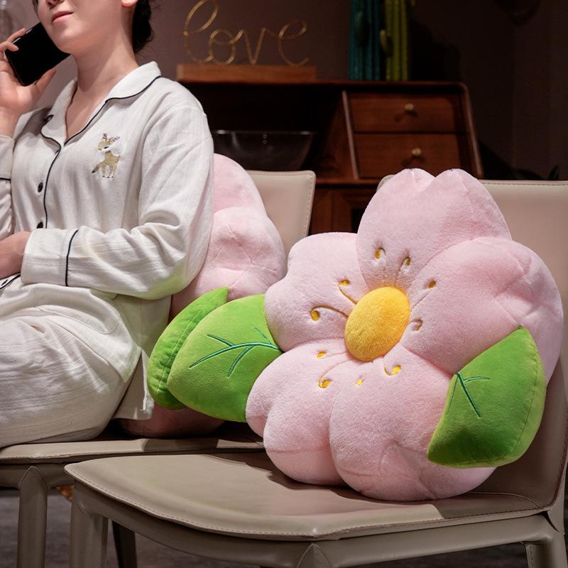 Cherry Blossom Flower Backrest Pillow - Ice Silk Decor Cushion for Sofa or Bay Window, Summer Girlish Design.