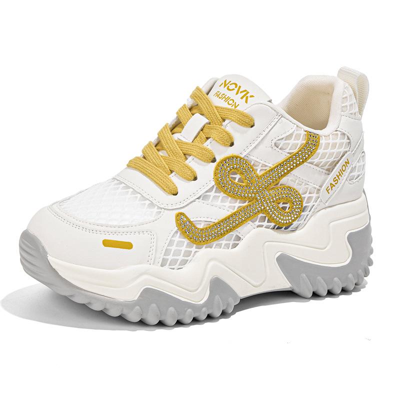 Thick-Soled Mesh Dad Shoes Women S Spring Summer Versatile Rhinestone Casual Shoes Women S Sports Shoes 34
