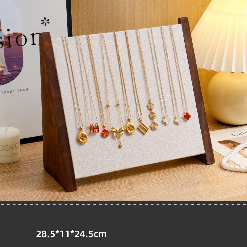 

Wooden Design Sloping Necklace Display Stand High-end Bracelet Stand Counter Jewelry Display Equipment Necklace Storage бежевий