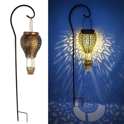 Outdoor Solar Iron Lantern Hollow Out Patio Lights Outdoor Garden Decoration Flood Lights