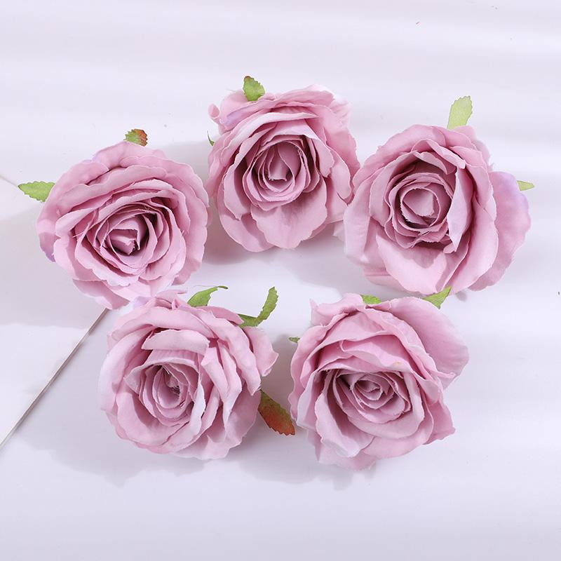 5Pcs 10cm Silk Rose Heads Artificial Flowers For Wedding Birthday Party Decoration DIY Scrapbook Christmas Home Garden Decor