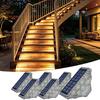 Solar-Treppenlicht 6er-Pack, Solar-Stufenlicht IP68 Wasserdicht Warmweiß