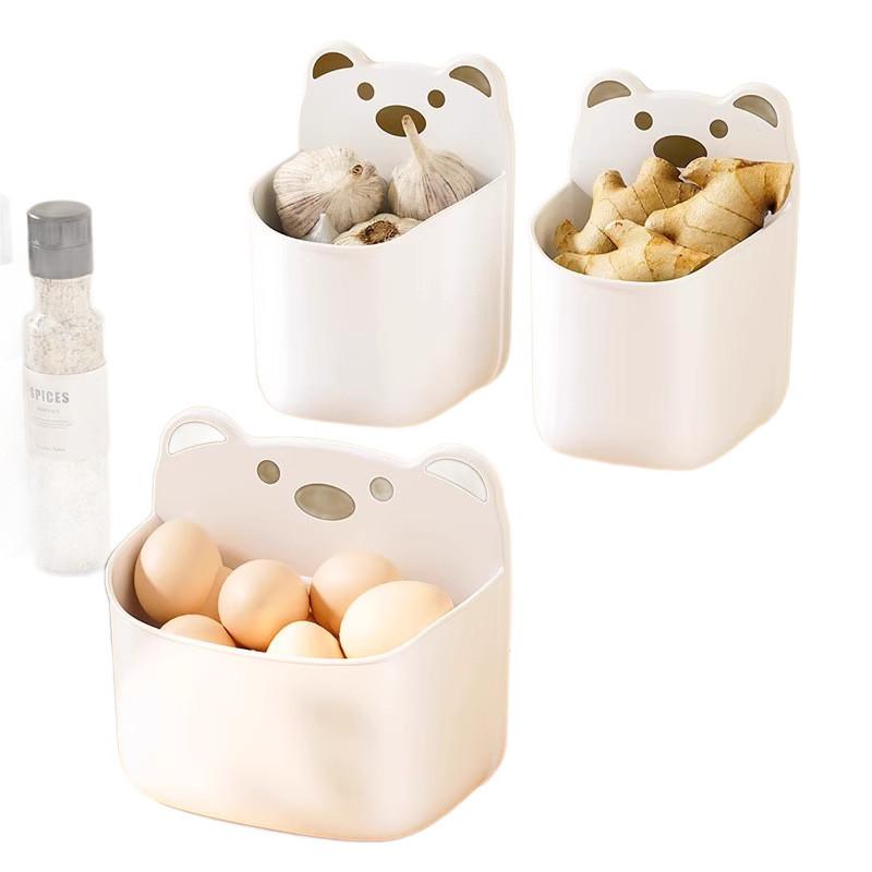 Wall Mount Cartoon Bear Storage Box With Modern Design For Kitchen Organization