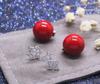 Korean Snowflake Antler Pearl Stud Earrings - Christmas Elk Red Pearl Jewelry Gift