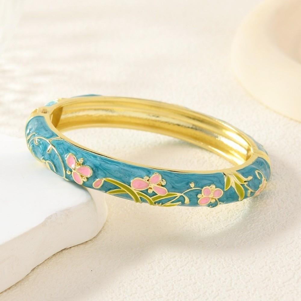 Elegant Enamel Bracelet Zinc Zinc Zinc Alloy Retro Court Floral Bangle Vintage Traditional Jewelry  Fashion