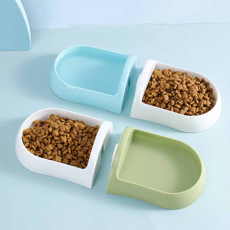 New Plastic Cat Bowl Combination Capsule Color Matching Double Bowl Oval Cat and Dog Feeding Bowl Pet Supplies